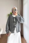 Bağcıklı Laura Hırka  Gri
