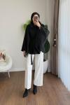 Kürklü Kaşe Panço Siyah
