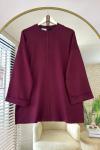 Bisiklet Yaka Yırtmaçlı Tunik Bordo