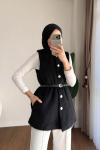 Kemerli Maxmara Yelek Siyah