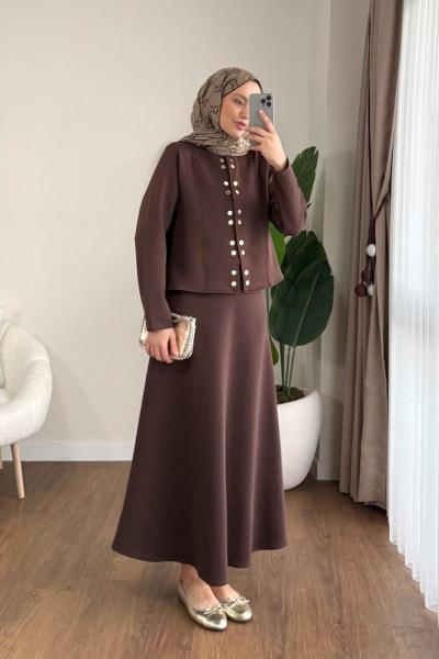 Victoria Etekli Takım Kahverengi