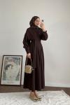 Pensli Double Elbise Acı Kahve
