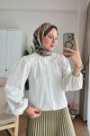 Taşlı Yaka Gömlek  Ekru