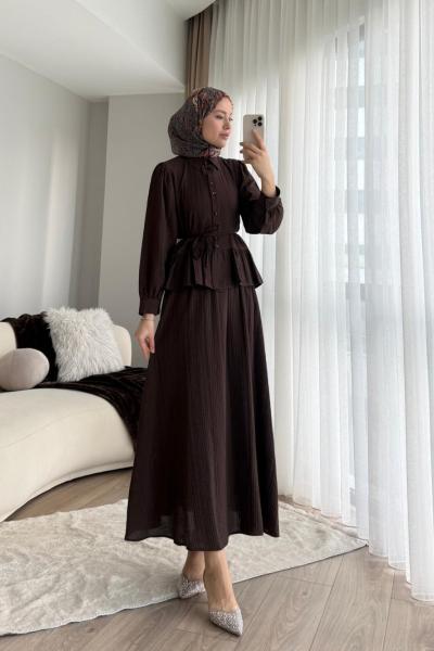 Melinda Etekli Takım Kahverengi