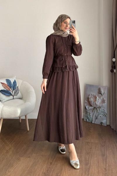 Paris Etekli Takım Kahverengi