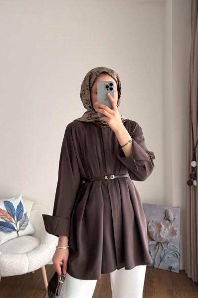 Cristina Tensel Gömlek  Kahverengi