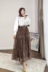 Kemerli Retro Etek Kahverengi
