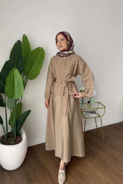 Fringe Etekli Takım Sütlü Kahve