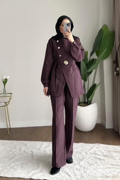 Cupra Pantolonlu Takım Mürdüm