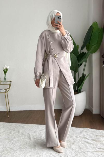 Cupra Pantolonlu Takım Bej