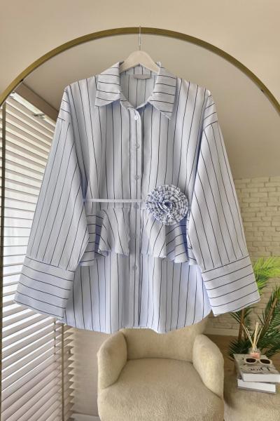 Rose Çizgili Gömlek  Beyaz