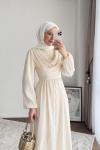 Twing Volanlı Elbise Krem