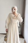 Twing Volanlı Elbise Krem