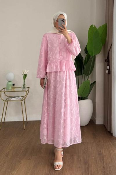 Çiçek Etekli Takım  Pembe