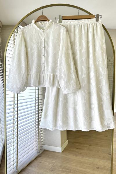 Çiçek Etekli Takım  Ekru