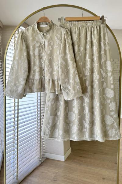 Çiçek Etekli Takım  Yeşil