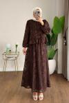 Çiçek Etekli Takım  Kahverengi