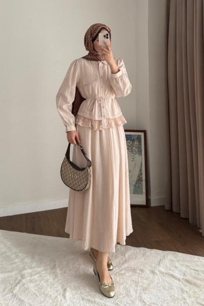 Paris Etekli Takım Bej