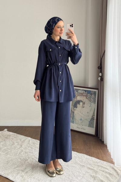 Cep Kapaklı Modal Takım  Lacivert