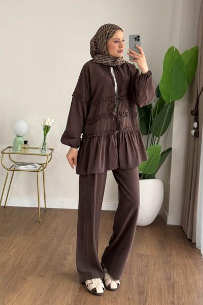 Asmin Pantolonlu Takım  Acı Kahve