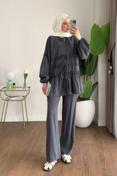 Asmin Pantolonlu Takım  Antrasit