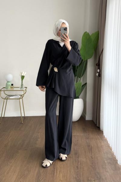 Clove Modal Takım Siyah Siyah