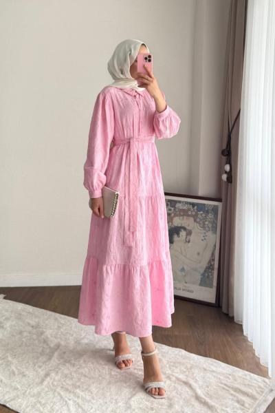 Semira Çiçekli Elbise Pembe