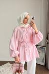 Yaka Fırfırlı Tunik Pembe