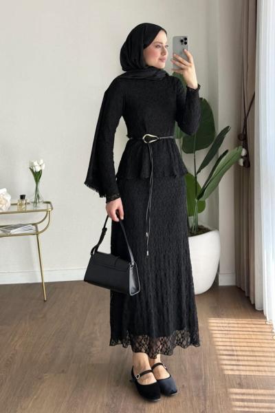 Layla Etekli Takım Siyah