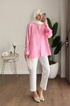 Kolları Büzgülü Gömlek Pembe