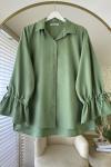 Kolları Büzgülü Gömlek Yeşil