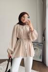 Yaka Fırfırlı Tunik Bej