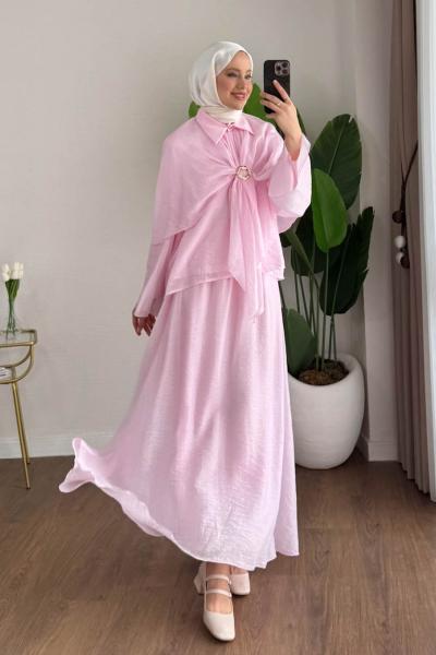 Pelerinli Vual Takım  Pembe