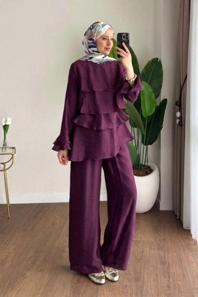 Kat Kat Pantolonlu Takım Bordo