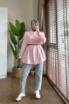 Omuz Volanlı  Gömlek  Pembe