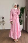 Papatya Desenli Etekli Takım  Pembe