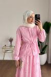 Papatya Desenli Etekli Takım  Pembe