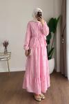 Papatya Desenli Etekli Takım  Pembe