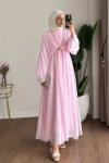 Bolerolu Vual Elbise Pembe