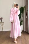 Bolerolu Vual Elbise Pembe