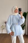 Bubble Kemerli Tunik  Mavi