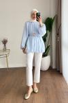 Bubble Kemerli Tunik  Mavi