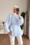 Bubble Kemerli Tunik  Mavi
