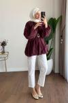 Bubble Kemerli Tunik  Mürdüm