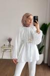 Bubble Kemerli Tunik  Beyaz