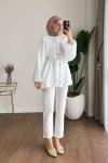 Bubble Kemerli Tunik  Beyaz