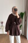 Bubble Kemerli Tunik  Kahverengi