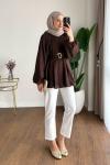 Bubble Kemerli Tunik  Kahverengi