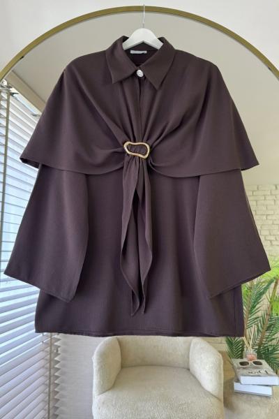 Sofya Pelerin Tunik Acı Kahve