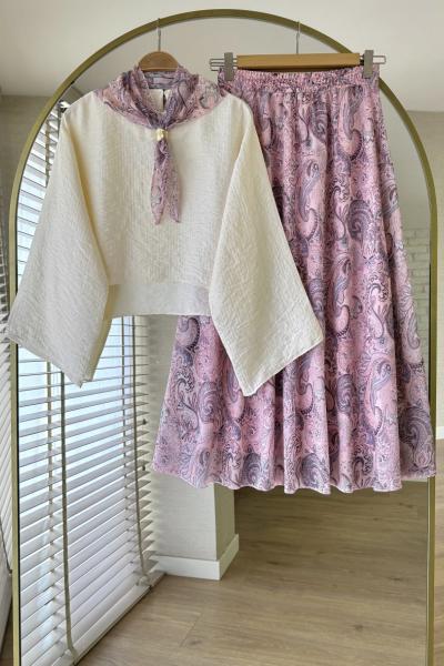 Fularlı Etro Takım  Pembe